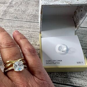 Gold Plated Cubic Zirconia Ring Size 7